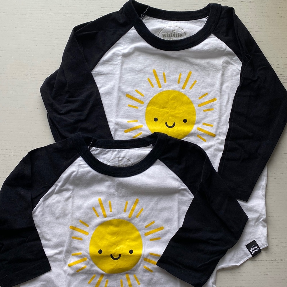 Whistle & flute sunshine baseball tees 3/4 T 5/6 T